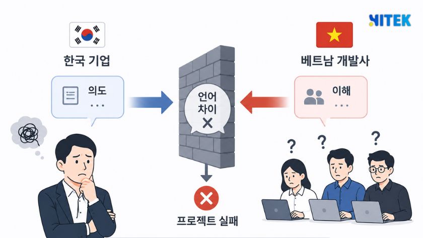 베트남 개발자 커뮤니케이션 문제가 발생하는 단계와 해결 지점을 한눈에 보여 주는 인포그래픽